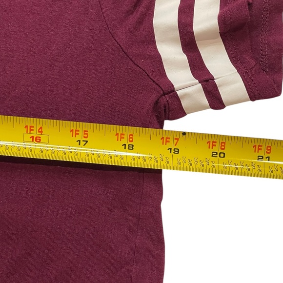 Burgundy Striped Sleeve Crop Top - Picture 4 of 6